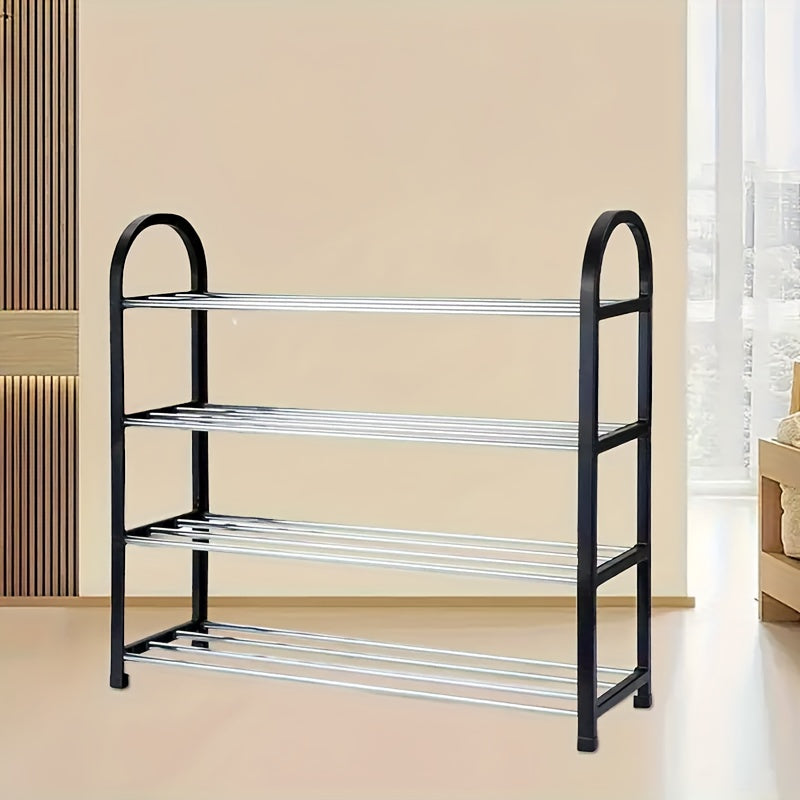 4-Tier Black Shoe Rack with Ample Space - Simple Assembly, Ideal Storage Solution for Dorms, Schools & Homes, Made from Strong Polypropylene, Shoe Organizer with Large Capacity