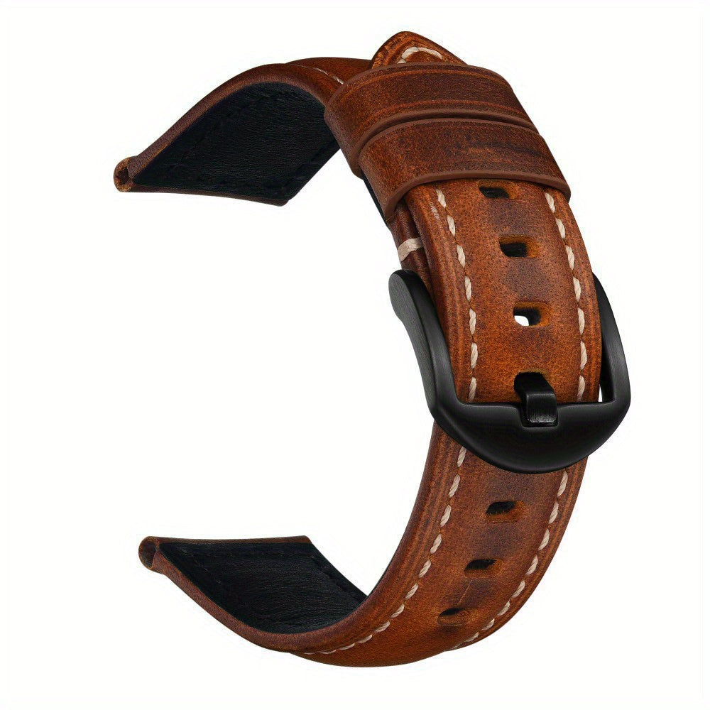 1 piece of Genuine Leather Cowhide Watch Strap, Waterproof and suitable for FT12/Apple Watch/Samsung. Perfect gift choice.