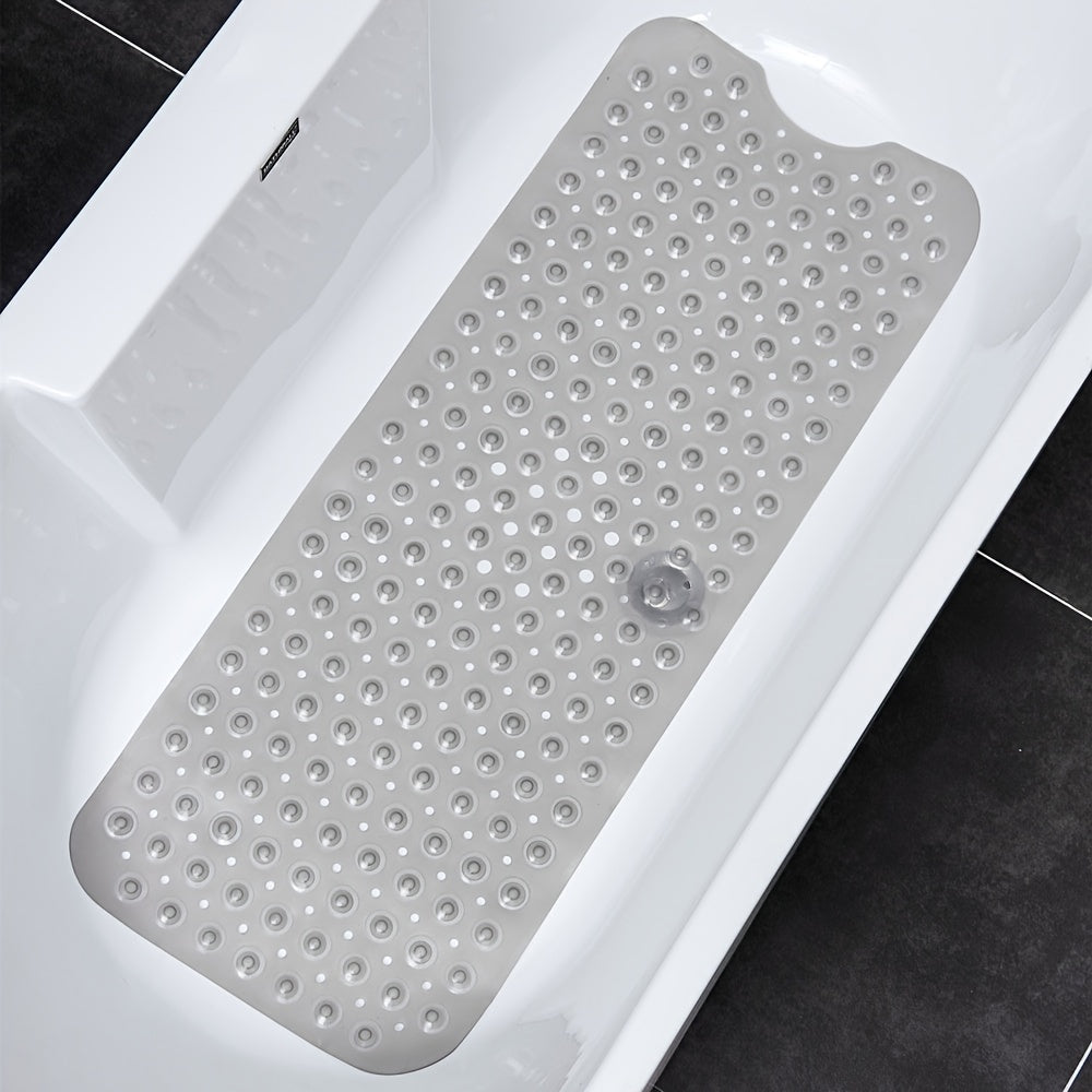 Extra Long Bathtub Mat with PVC Material, Non-slip Surface, Suction Cups and Drain Holes, Anti-slip Carpet for Bathtub, Essential Bathroom Accessory