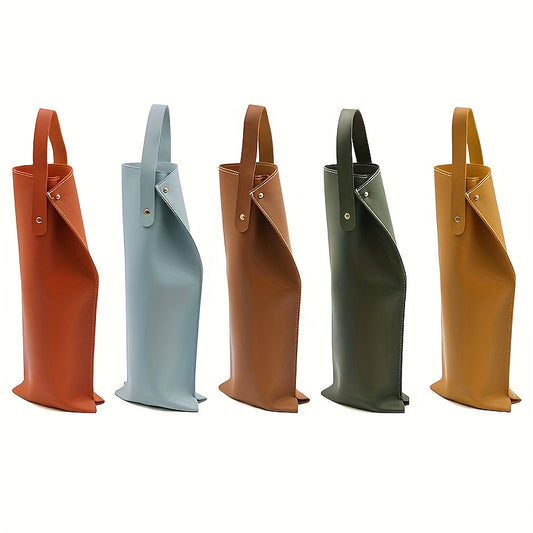 1pc Leather Wine Carrier, Single Bottle Holder with Snap Closure, Elegant Gift for Wine Lovers, Portable and Stylish.