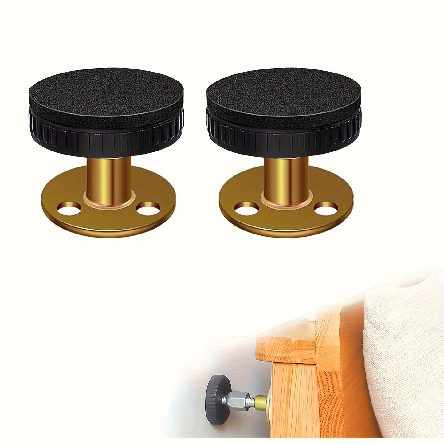 Two-pack of adjustable threaded tools to stabilize Bed Frames, includes Headboard Stoppers, perfect for fixing and preventing shaking in beds, cabinets, and sofas.