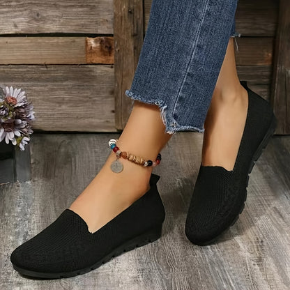 Women's lightweight knit loafers in solid color, with non-slip soles, perfect for casual walking.