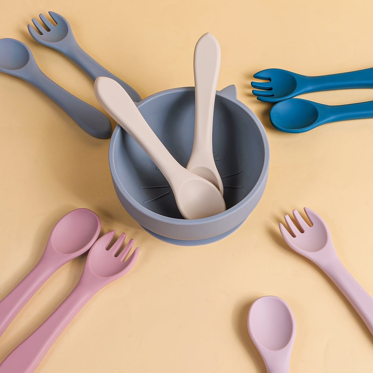 TYRY.HU Fork and Scoop Set - Personalize the Name! Made with 100% Silicone, BPA Free. Perfect for Self-Feeding. Ideal Gift for Christmas, Thanksgiving, and New Year.