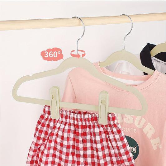 This set includes 50 velvet clothes storage hangers, ideal for drying children's clothes. The durable, anti-slip design ensures secure storage and organization in any household space, from bathrooms to bedrooms, closets to wardrobes, and even dorm rooms.