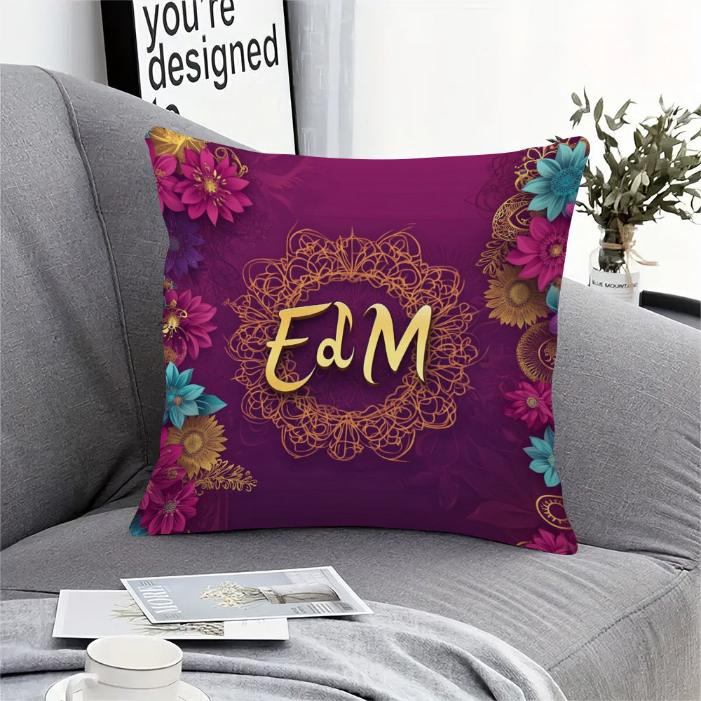 Celebrate Eid Mubarak and Ramadan with our plush square pillow cover, measuring 45.72x45.72cm. Perfect for your sofa, bedroom, or outdoor seating, this versatile cover features a zip closure for easy insertion of a pillow. Machine washable for