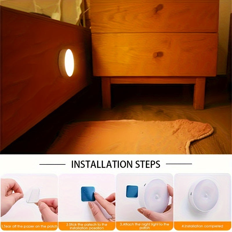 1/3 Magnetic LED Motion Sensor Night Light - Rechargeable, Energy-Saving for Bedroom, Wardrobe, Cabinet