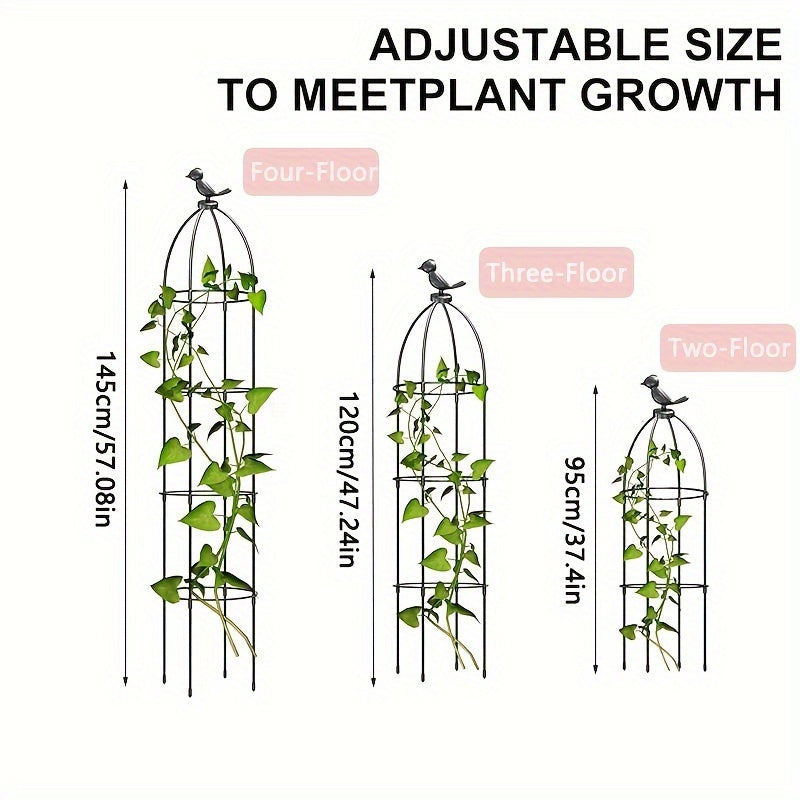 Adjustable Bird Perch Stand for Indoor/Outdoor Plants and Birds, with 2/3/4 Tiers and Support Stake.