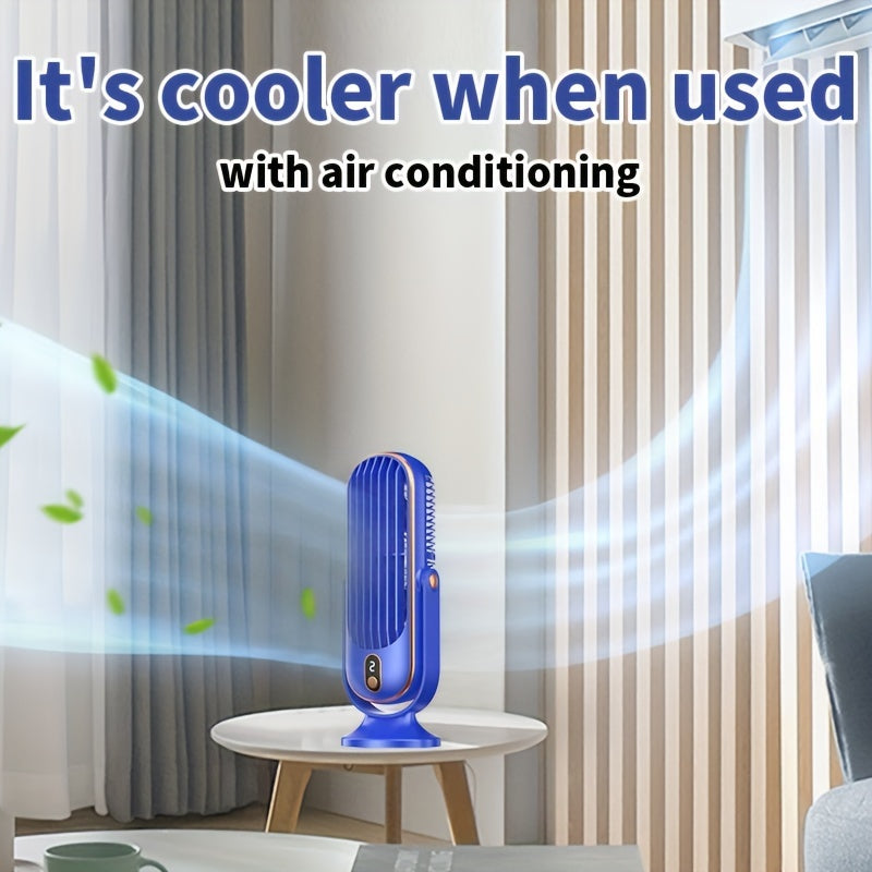 Stay cool on the go with our Portable Air Conditioner Fan! This innovative fan features 720° oscillation and dual motors for maximum air circulation. With a 1200mAh USB rechargeable lithium battery, you can enjoy cool air wherever you go. The 5-speed