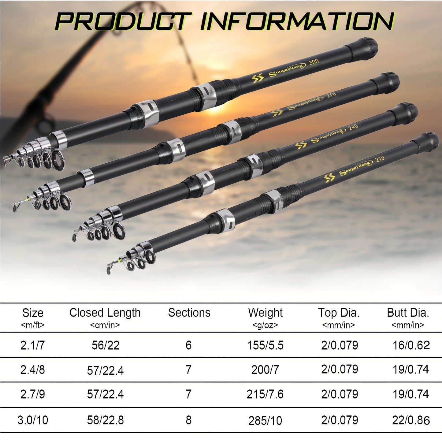 Sougayilang Telescopic Fiberglass Fishing Rod: Durable and Portable.