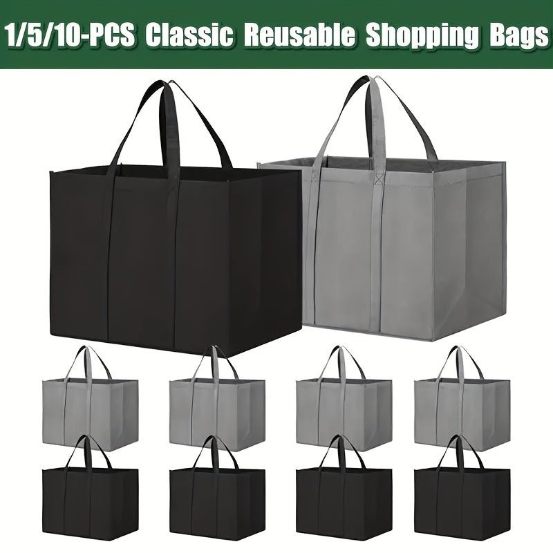 Durable Eco-Friendly Reusable Shopping Bag - Square Tote made of Leak-Proof Polypropylene with Sling, Stands Upright, Folds Easily, Machine Washable, Ideal for Grocery Shopping & Produce, Features Long Handles and Holds Over 45 Pounds.