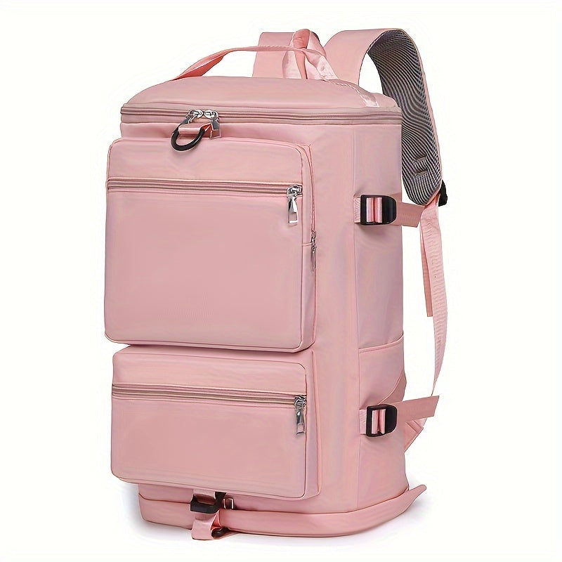 Travel backpack with removable shoulder straps - perfect for fitness, swimming, waterproof, durable, stylish in pink.