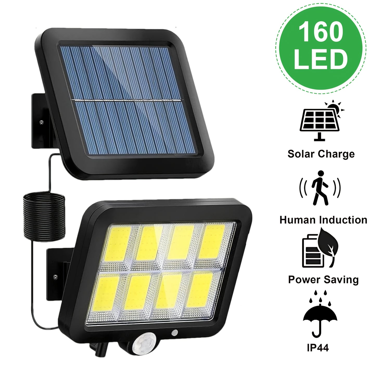 1/2/4pcs 160 LED solar sensor light for garage/garden/patio/walkway.