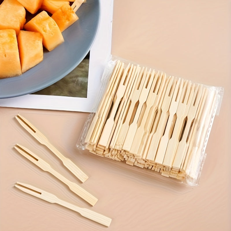 Set of 80 Pairs of Disposable Bamboo Cutlery - Eco-Friendly Forks for Various Celebrations: Weddings, Birthdays, Housewarmings, Bachelor Parties, Father's & Mother's Day, July 4th, and Cinco de Mayo.