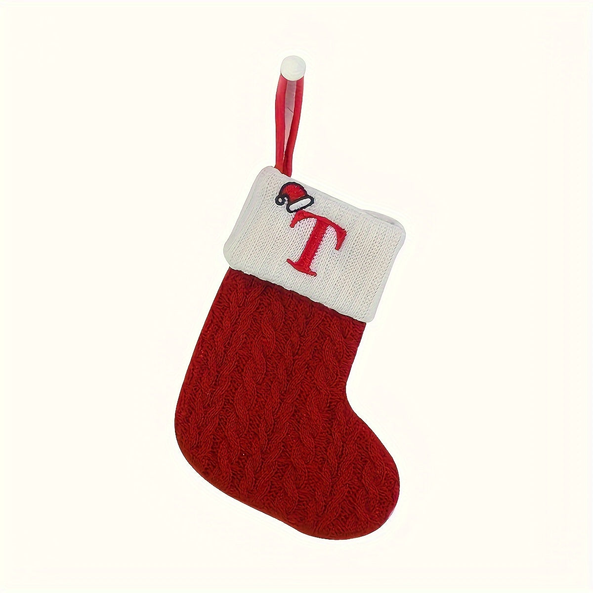 Knitted polyester stockings with personalized initials for festive parties, no electricity required.