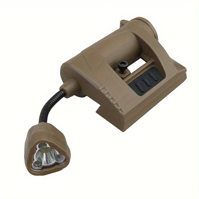 High-powered LED helmet light with clip-on mount for hunting, cycling, and fishing with red, green, and infrared night vision modes and long battery life.