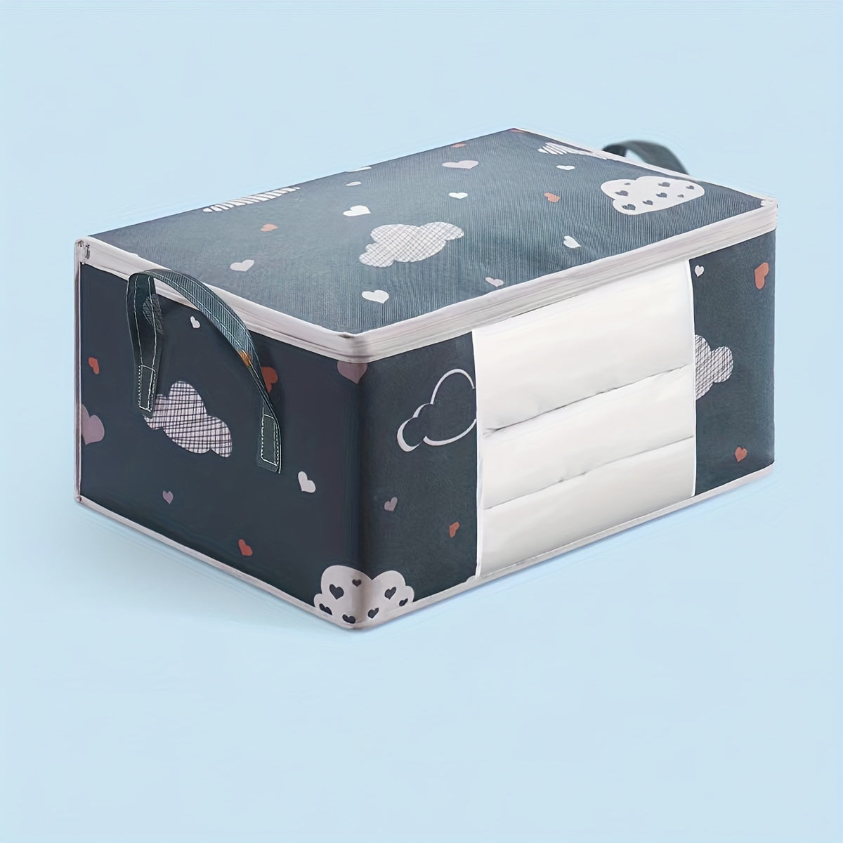 Large Capacity Quilt Storage Bag with Clear Window - The Perfect Holiday Gift Organizer for Thanksgiving, Halloween, and Christmas. This Foldable Portable Storage Bag is made of Non-woven Material, ideal for storing clothes, quilts, blankets, toys, and