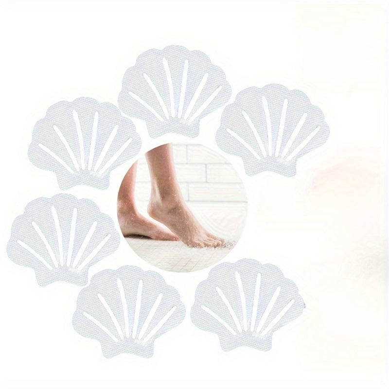 Set of 6 Shell Design Bathroom Non-slip Stickers, Anti-slip Shower Tread Sticker with Safety Bathtub Adhesive Decals, Essential Bathroom Accessories