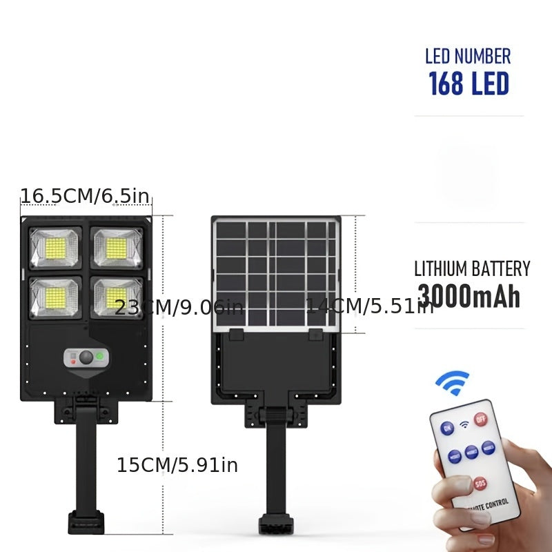 Outdoor Solar Sensor Street Light with 3 Modes of Remote Control and Large Capacity Battery, suitable for Street, Garden, Garage, Backyard, and Front Door.