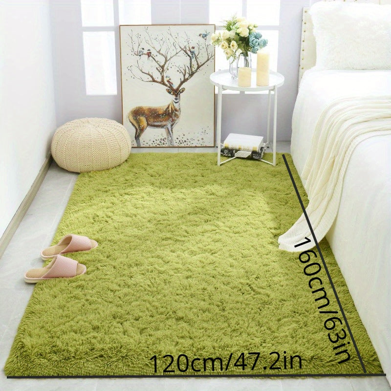 Super Soft Shaggy Rug in Grass Green for Bedroom and Living Room Decor - Modern Indoor Fuzzy Plush Area Carpet for Kids and Girls, Ideal for Dorms and Homes