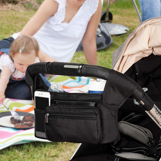 Ko'p funksiyali aravachalar tashkilotchisi, izolyatsiyalangan stakan ushlagichi, olib tashlanadigan telefon cho'ntagi va yelka tasmasi - Uppababy, Youngsters Jogger, Britax, BOB va boshqa aravachalar bilan mos keladi.