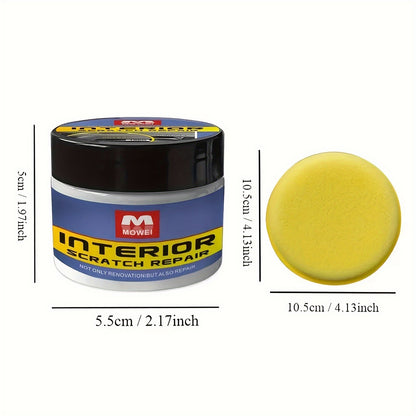 Microfiber car scratch repair wax for quick fix of minor scratches on auto interior and plastic surfaces.