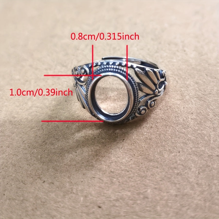 925 STERLING Silver Vintage Tribal Style Semi-Mount Ring Base with No Stone Setting, Ideal for creating Custom DIY Jewelry. Suitable for Daily Wear and Gift-Giving, fits 8*10mm stones. Code: A1287.