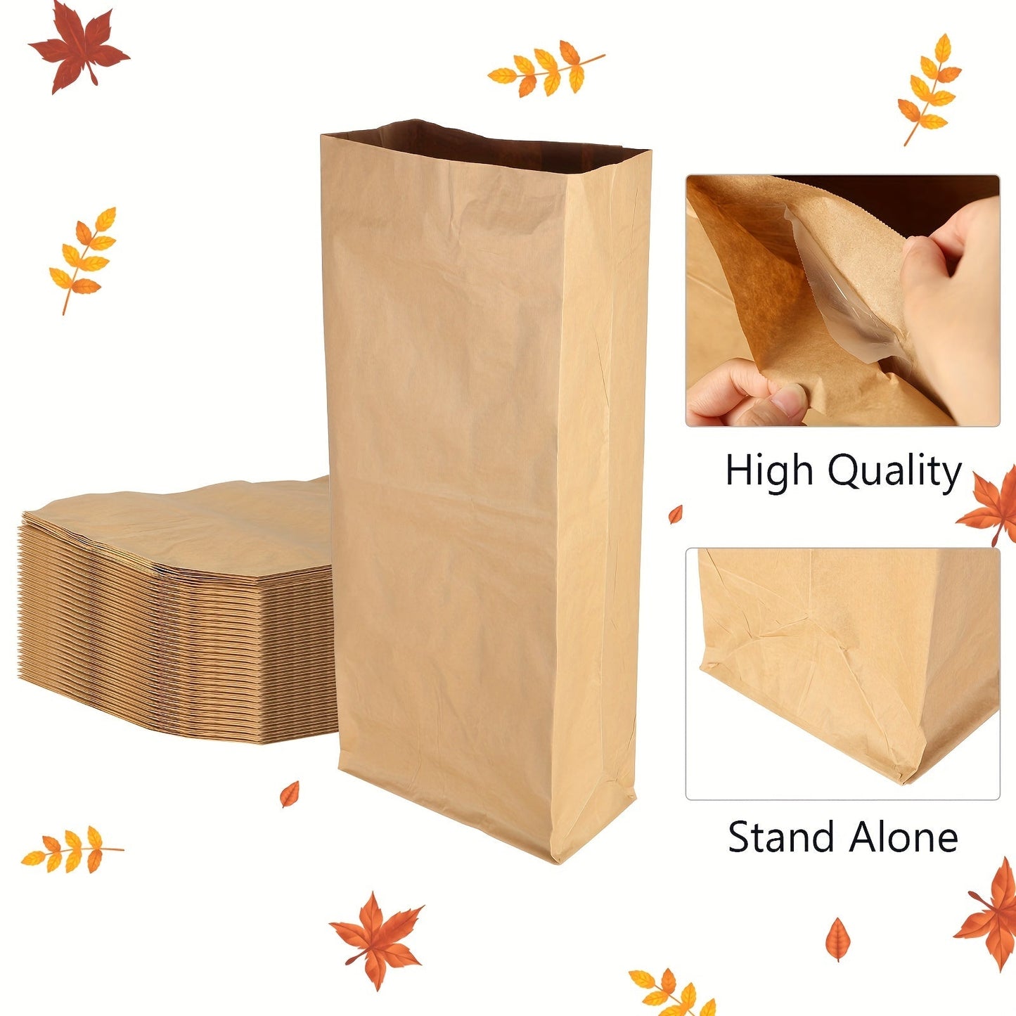 Pack of 24 Heavy-Duty Kraft Paper Yard Waste Bags, 90.85 L Capacity, Disposable and Perfect for Yard Maintenance, Gardening, and Recycling. Suitable for Indoor and Outdoor Usage in Living Rooms, Bedrooms, Kitchens, and Gardens.