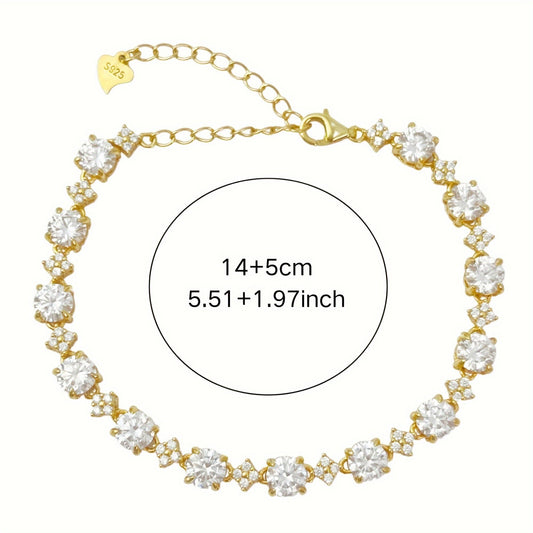 Classic and Sophisticated 0.5ct Moissanite Bracelet in Vintage Style, Featuring 18K Gold Plated Sterling Silver, Adjustable Chain, Perfect for Everyday Wear and Special Occasions, Ideal Gift for Thanksgiving, Versatile for All Seasons