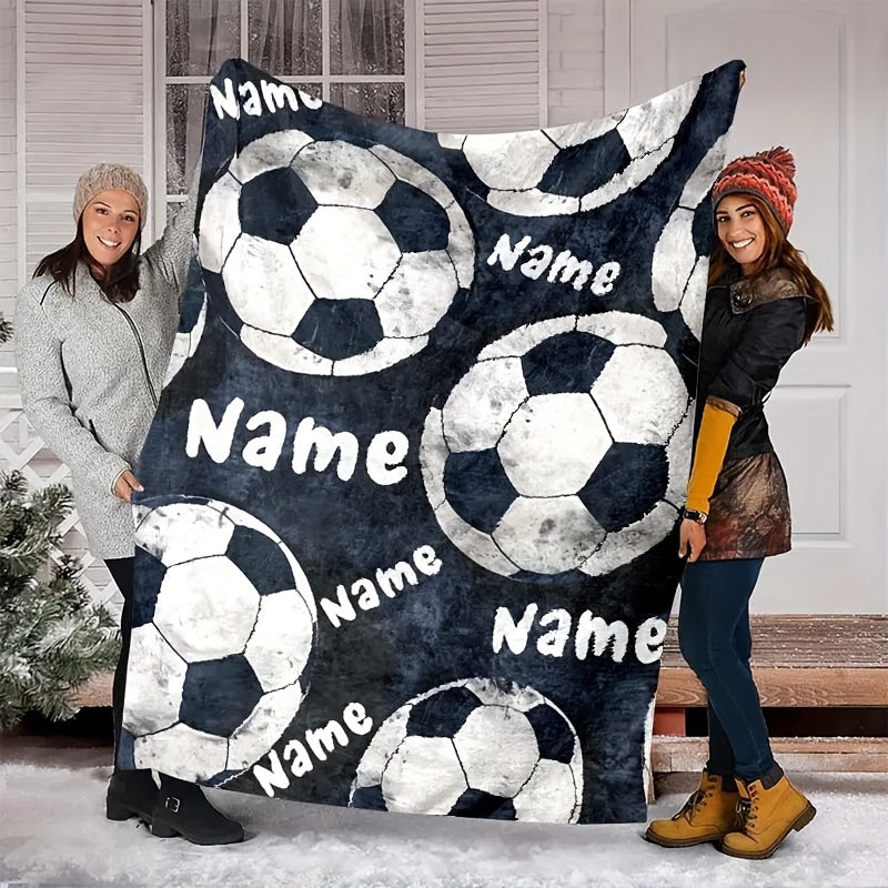 Upgrade your gift-giving game with a Custom Text Football Print Flannel Blanket. This cozy and personalized throw is the perfect Christmas gift for your son and grandson. Whether they use it on the couch, bed, during travel, camping, in the living room