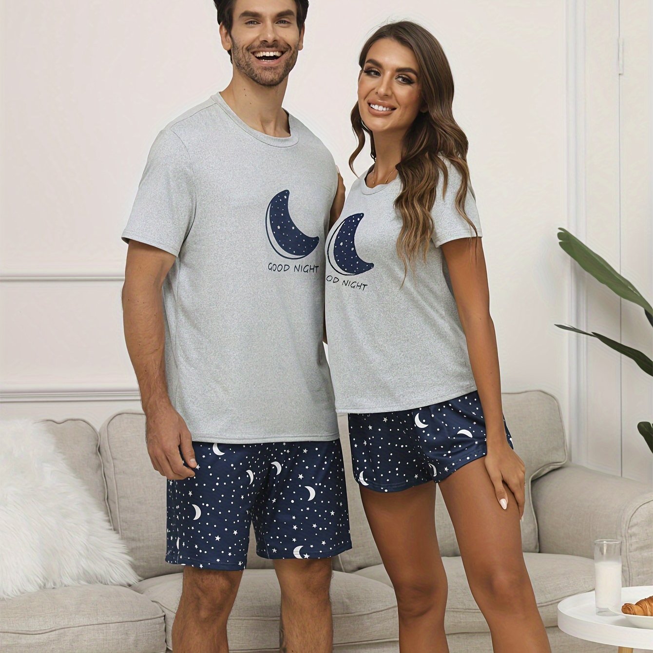 Men's Spring/Summer Moon Print Pajama Set