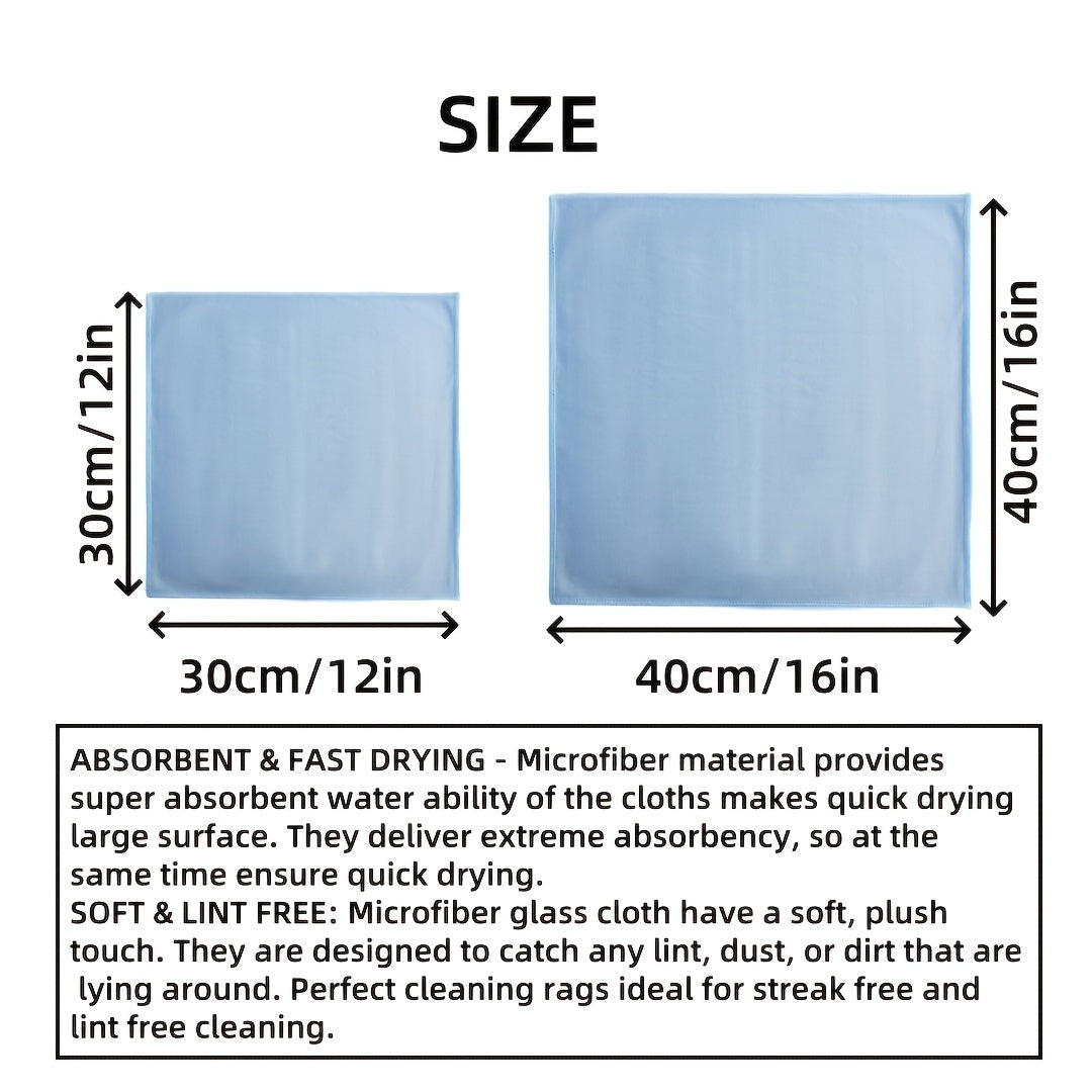 Microfiber Glass Cleaning Cloths - Choose from a pack of 5 or 10 pieces to quickly clean windows, stainless steel, auto care, mirrors, windshield, computer screens, TV, tablets, dishes, camera lenses. Chemical free, lint free, scratch free. Available in