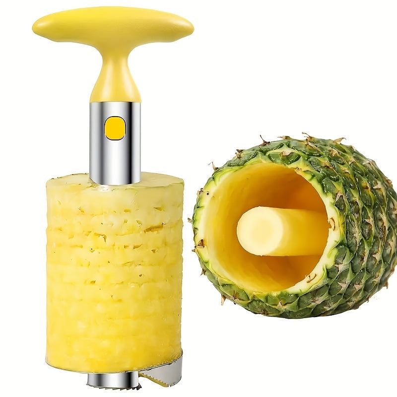 Essential Stainless Steel Pineapple Corer & Slicer - Rustproof, User-Friendly with Sharp Blade for Home Kitchens, Restaurants & Food Trucks, Core Cutting Tool, Detachable Handle