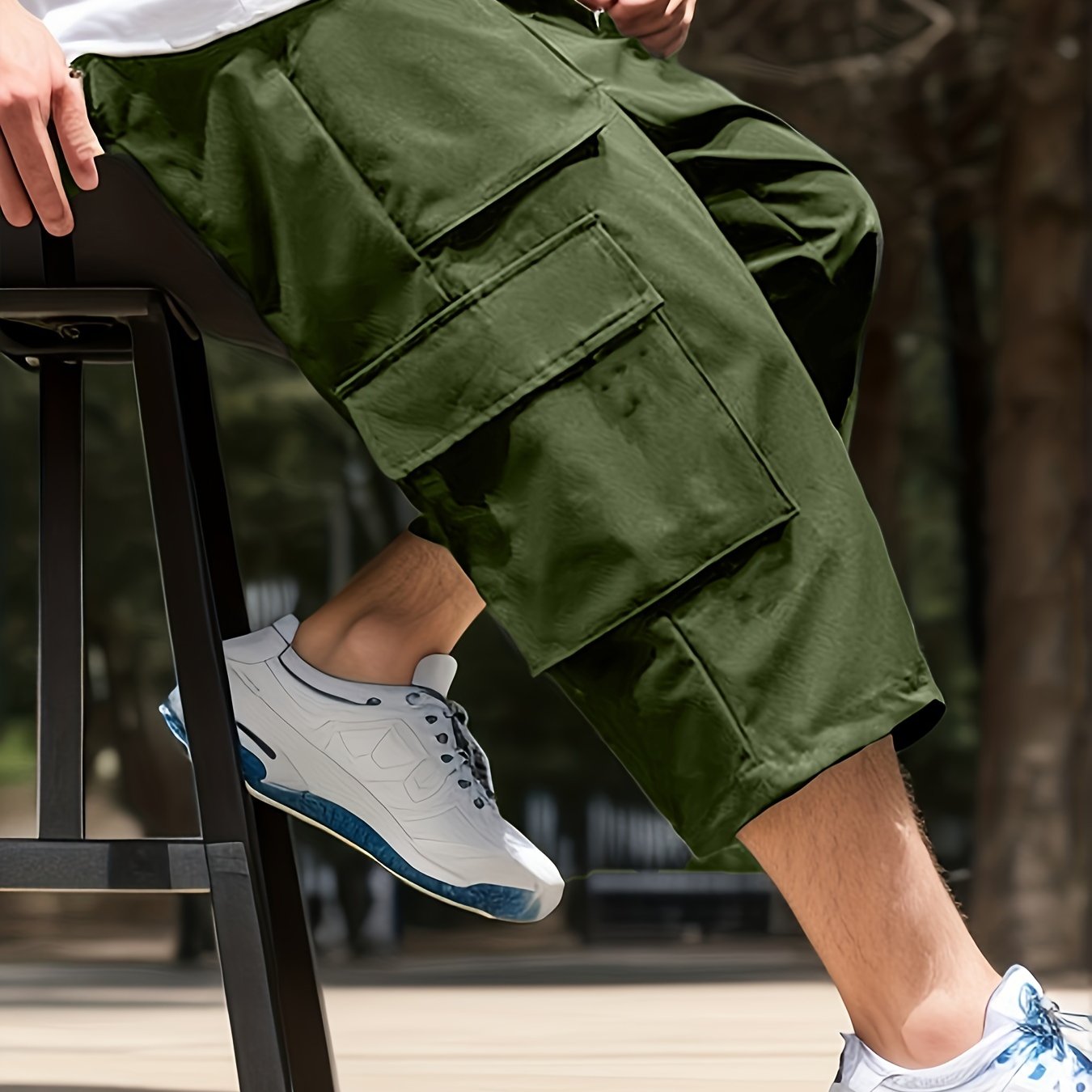 Stylish Capri Cargo Pants for Plus Size Men, with Multiple Pockets, Ideal for Outdoor Activities