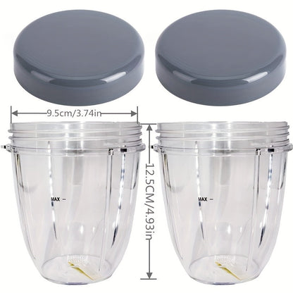 [Top Pick] Set of 2 18oz Replacement Cups with Lids for Nutribullet 600W 900W Blender, BPA-Free Plastic Juicer Containers