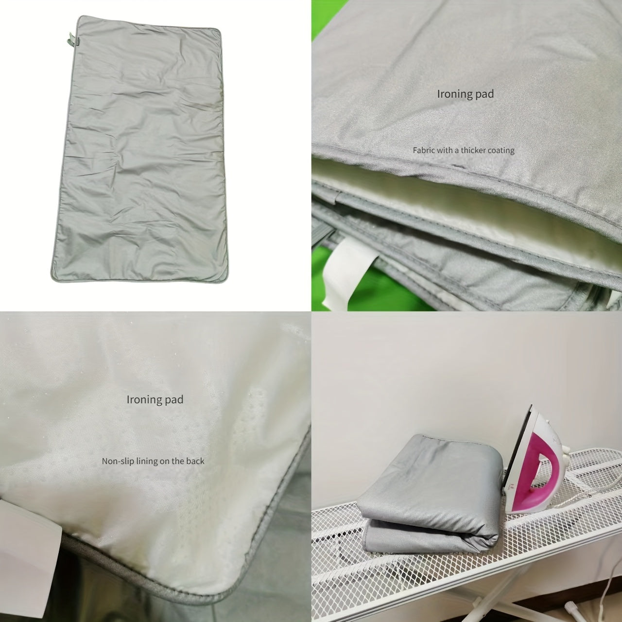 Ideal for electric ironing, this extra-large ironing pad features 3 layers of heat-resistant waterproof material with a non-slip lining. The thick titanium coated fabric ensures durability, and the pad can be easily folded for compact storage.