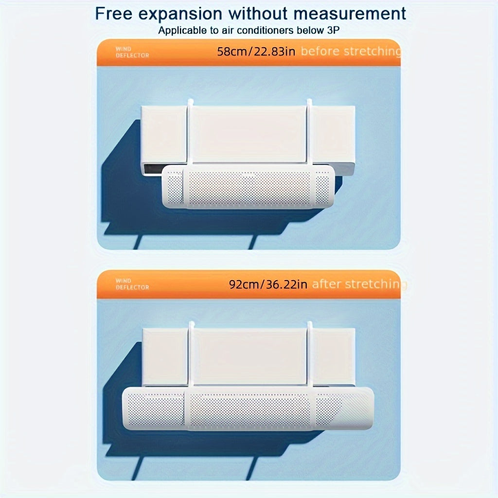 Simple to install windscreen deflector for air conditioner - no drilling required. Shields against direct airflow.