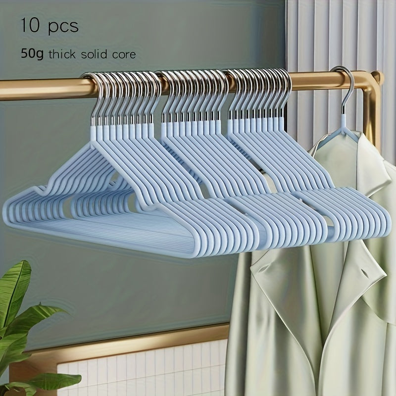 10pcs Stainless Steel Durable Clothes Hangers with Non-Slip Coating and Extra Thick Core - Ideal for Adults and Children