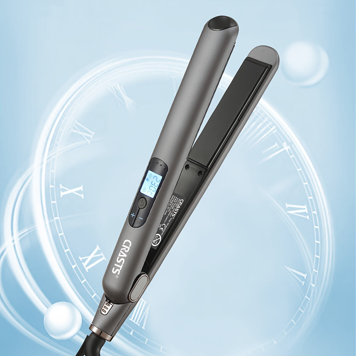 CRASTS Professional Hair Straightener & Curler with 5-level temperature control, display screen, 220V.