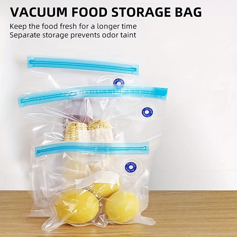 Keep your food fresh and extend its shelf life with these reusable food vacuum storage bags. Perfect for meal preparation or storage, these long-lasting vacuum sealed bags come in various sizes, including large, medium, and small. With a convenient