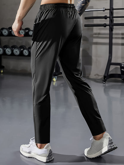 Men's Summer Joggers with high-elasticity fabric, drawstring waist, and zippered pockets - perfect for daily wear, outdoor jogging, and gym sessions.