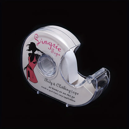 Transparent double-sided tape for clothing and skin, providing all-day strength and invisibility for all skin tones.