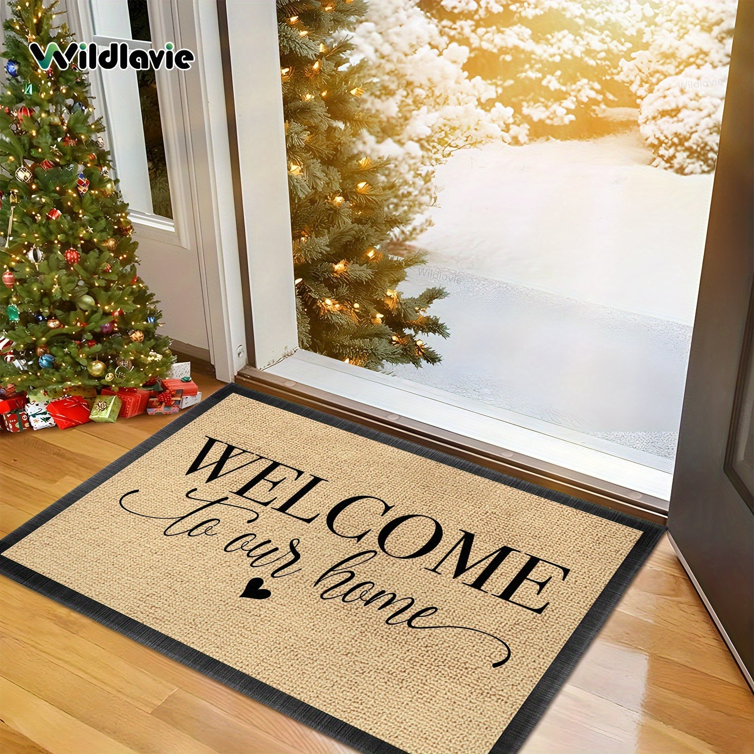 Wildlavie Non-Slip Welcome Doormat, Hand Washable Entryway Rug made with Polyester Fiber, Perfect Kitchen Mat, Great Gift for Interior Decoration during the Holidays