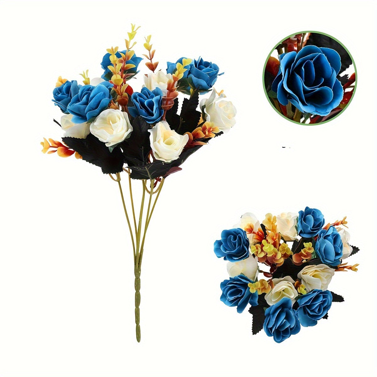 1PC Artificial Autumn Roses for Home Decor, Wedding Bouquets, and Holiday Decoration - Container Not Included.