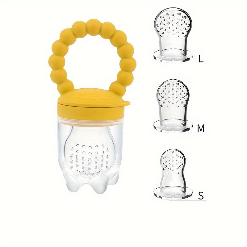 Get your hands on the PanLynner Silicone Teething Pacifiers, perfect for babies aged 0-3 years! This set includes 3 fruit and vegetable feeders with handles. It's advised to hand wash these food-grade teethers. They make an ideal gift for Christmas