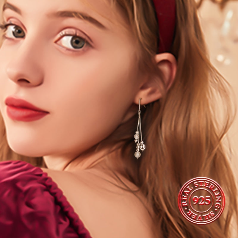 Drop earrings made of 925 sterling silver with a silvery tassel design, offering high quality and hypoallergenic jewelry for casual dating. Perfect for adding a touch of elegance to any female's outfit.