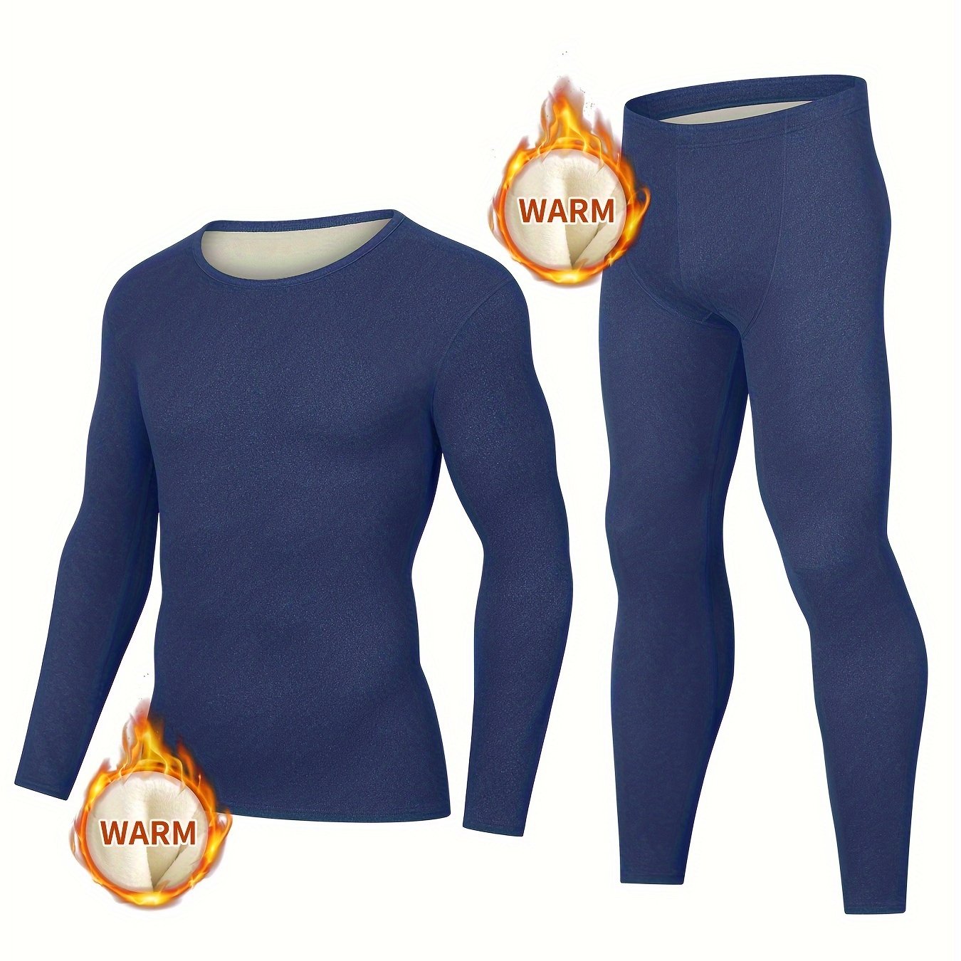 Men's warm underwear set for autumn and winter, with pants and round neck top for adults and teenagers.