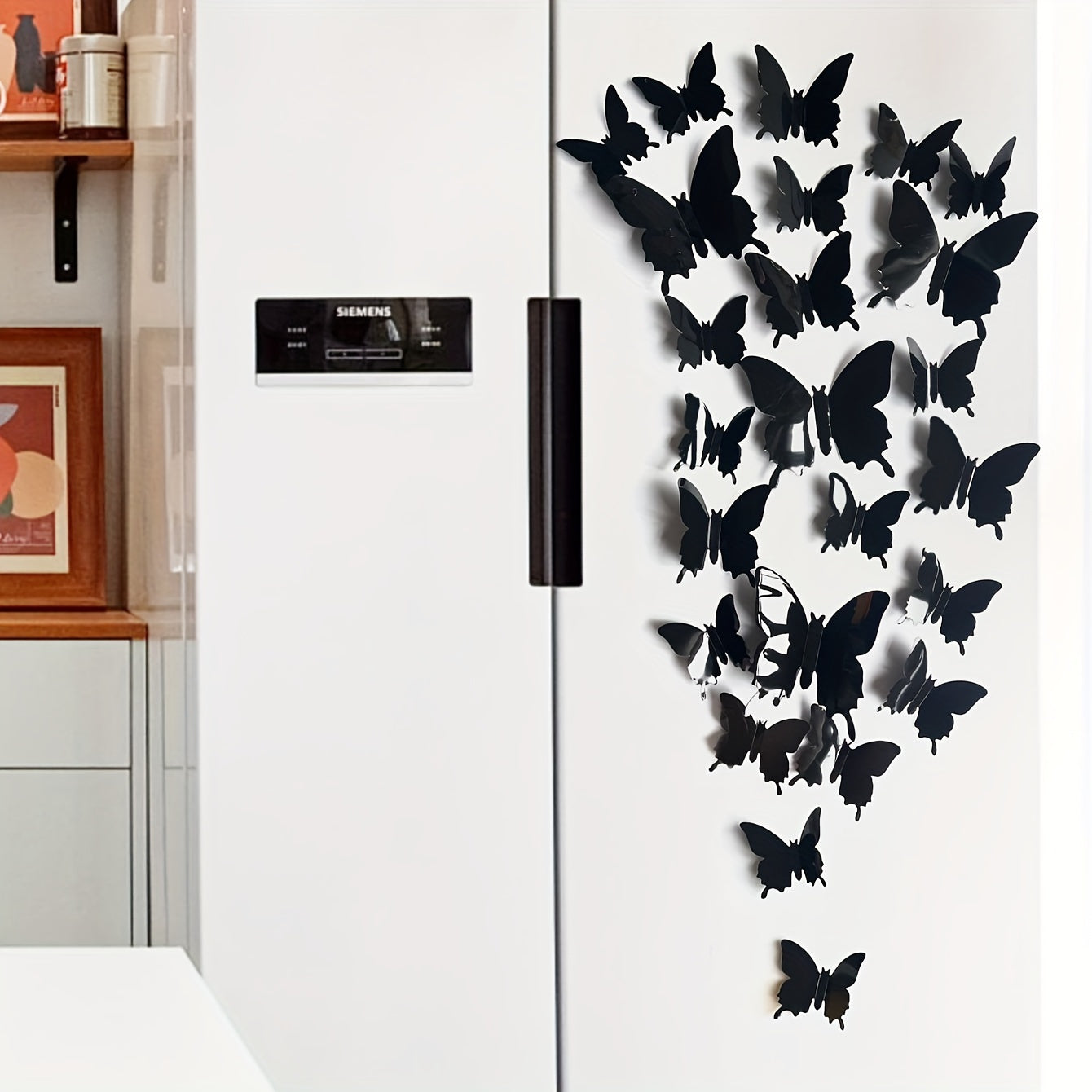 24 Black Butterfly Wall Decals: Elegant, Removable, Waterproof Vinyl Stickers for Home Decor