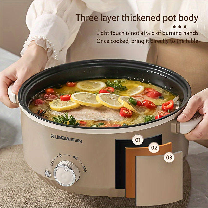 Electric boiling pot with power mode, European standard plug, 220V-240V, made of PP material, food-contact safe, no battery.