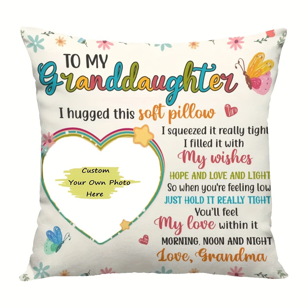 Personalized 45.72x45.72cm Soft Plush Pillowcase with 'You'll Feel My Love' Message - Ideal Family Gift, Custom Photo Option, Home and Room Decor (Pillow Not Included)