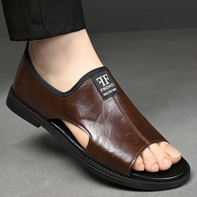 Men's Fashion Sandals 2025 Summer Collection feature a casual street style slip-on design with a solid color microfiber synthetic upper, faux inner, and rubber sole. They are lightweight